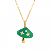 MAGIC MUSHROOM ENAMEL AND DIAMOND CHARM NECKLACE