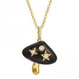 MAGIC MUSHROOM ENAMEL AND DIAMOND CHARM NECKLACE