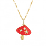 MAGIC MUSHROOM ENAMEL AND DIAMOND CHARM NECKLACE