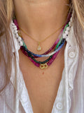 TIE DYE SAPPHIRE BEADED GEMSTONE NECKLACE