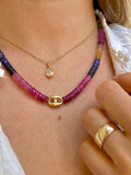 TIE DYE SAPPHIRE BEADED NECKLACE