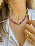 TIE DYE SAPPHIRE BEADED NECKLACE