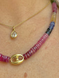 TIE DYE SAPPHIRE BEADED NECKLACE