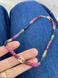 TIE DYE SAPPHIRE BEADED NECKLACE