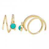 TWISTED SISTERS SPIRAL EARRINGS -TURQUOISE AND DIAMOND
