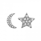 STAR AND MOON DIAMOND STUD EARRINGS