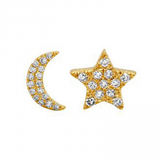STAR AND MOON DIAMOND STUD EARRINGS