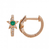 SIRIUS STAR EMERALD AND DIAMOND HUGGY HOOP EARRINGS