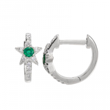 SIRIUS STAR EMERALD AND DIAMOND HUGGY HOOP EARRINGS