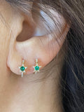 SIRIUS STAR EMERALD AND DIAMOND HUGGY HOOP EARRINGS