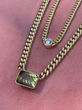 TIE DYE TOURMALINE CUBAN LINK NECKLACE