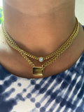 TIE DYE TOURMALINE CUBAN LINK NECKLACE