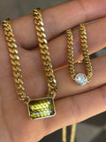 TIE DYE TOURMALINE CUBAN LINK NECKLACE