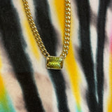 TIE DYE TOURMALINE CUBAN LINK NECKLACE