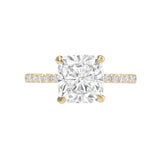 HIDDEN HALO SOLITAIRE ENGAGEMENT RING WITH DIAMOND BAND
