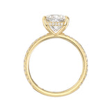 HIDDEN HALO SOLITAIRE ENGAGEMENT RING WITH DIAMOND BAND