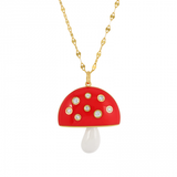 LARGE MAGIC MUSHROOM ENAMEL AND DIAMOND CHARM NECKLACE