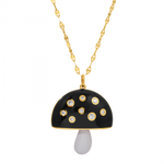 LARGE MAGIC MUSHROOM ENAMEL AND DIAMOND CHARM NECKLACE