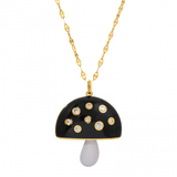 LARGE MAGIC MUSHROOM ENAMEL AND DIAMOND CHARM NECKLACE