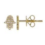 Pave Diamond Hamsa Stud Earring