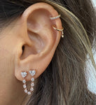 HEARTS DIAMOND CHAIN EARRING - DOUBLE PEIRCING