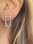 PEARS DIAMOND DOUBLE PEIRCING CHAIN EARRINGS