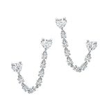 HEARTS DIAMOND CHAIN EARRING - DOUBLE PEIRCING