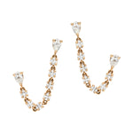 PEARS DIAMOND DOUBLE PEIRCING CHAIN EARRINGS