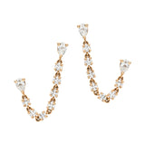 PEARS DIAMOND DOUBLE PEIRCING CHAIN EARRINGS