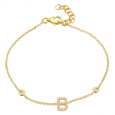 B Letter Name Chain Pendant with Heartbeat Bracelet Combo