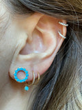 TWISTED SISTERS SPIRAL EARRINGS -TURQUOISE AND DIAMOND